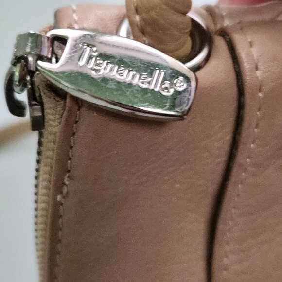 Tignanello Beige Pebbled Leather Neutral Crossbody Bag - Picture 5 of 7